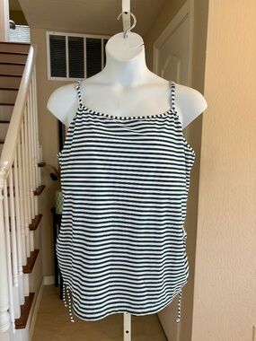 Calypsa By Modli Maya Tankini Swim Top Adjustable Straps Soft Cup Bra Striped 5X